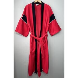 Vintage McGregor Robe One Size Red Black Belted Retro Sporty Lounge Spa Bath
